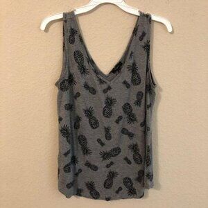 Cupio Tank Top Pineapple Print Black Gray